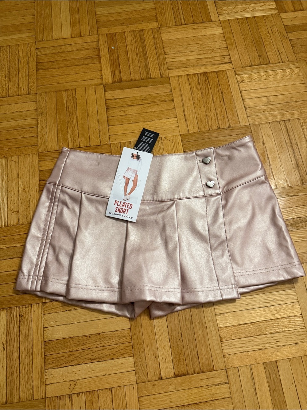 Celebrity Pink Metallic Blush Pleated Skort